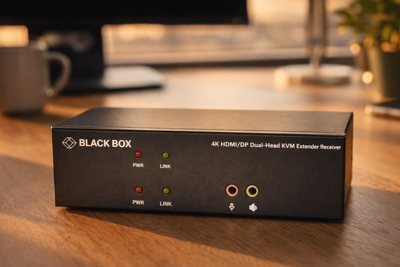 Black Box KVXLCHDPF-200: двухмониторный KVM-удлинитель по оптоволокну для удалённых рабочих мест теперь в каталоге ВМГ 