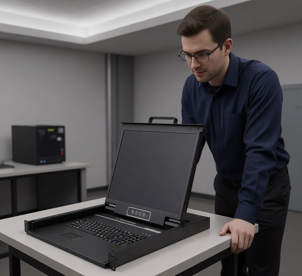 19-дюймовая KVM-консоль Evetron RD V1916X-IP: бескомпромиссный контроль до 16 серверов с возможностью удалённого доступа