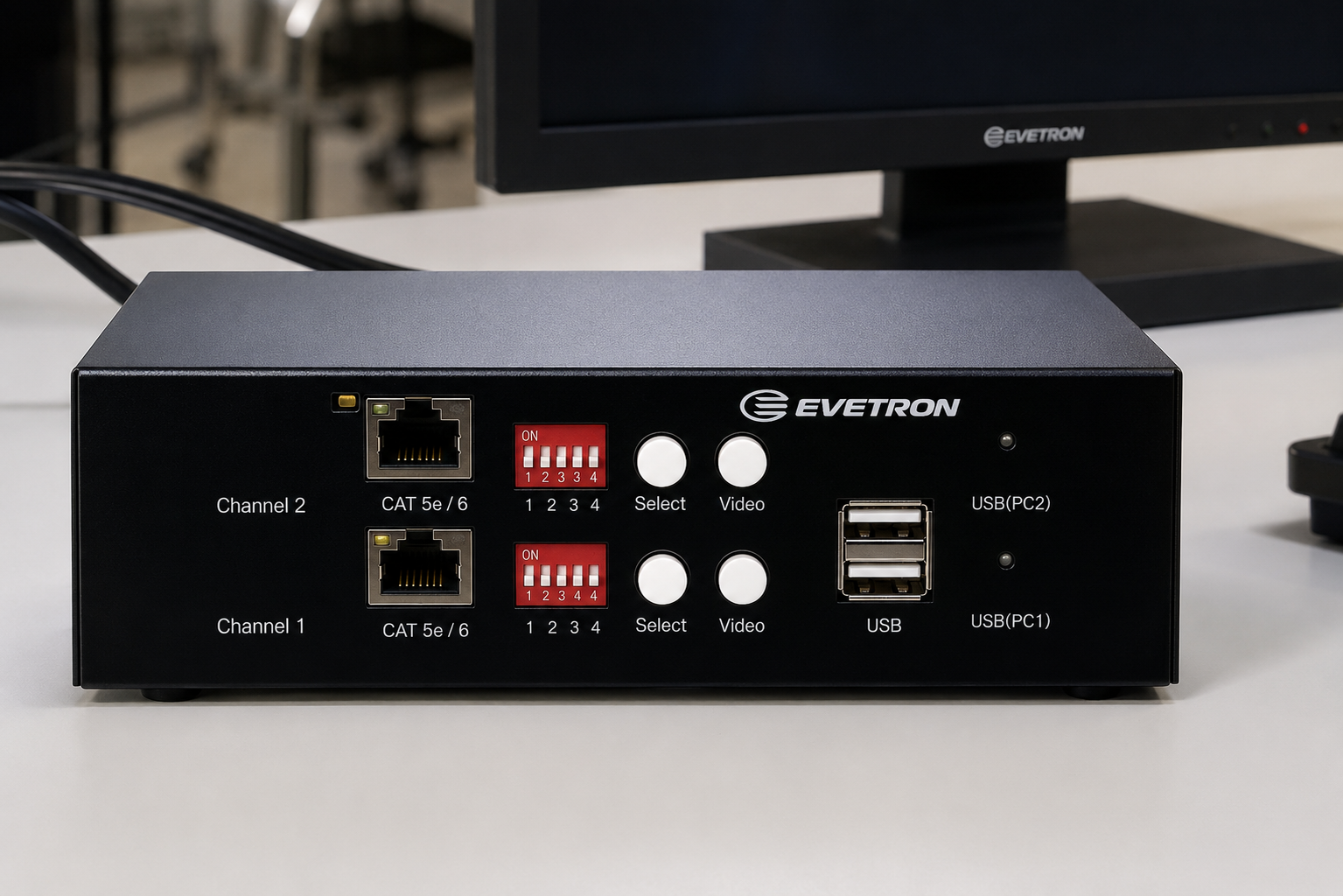 Evetron LHFC 2U2AR-SK-RED: двухмониторный HDMI KVM-удлинитель с резервным питанием для максимальной надежности